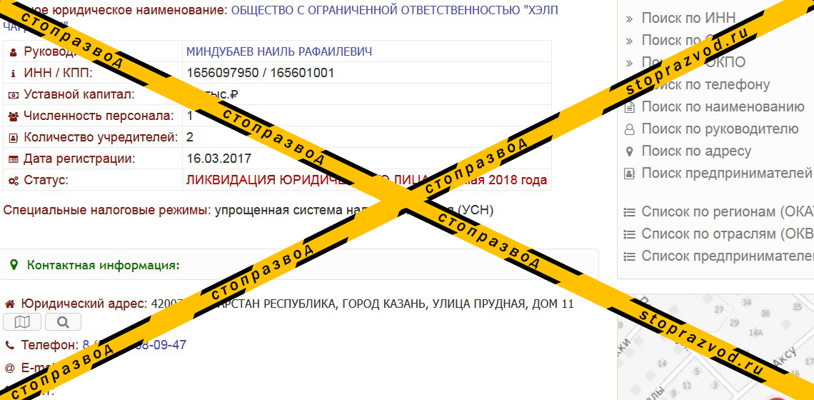 Сведения о ликвидированной организации Хэлп Чарджбэк