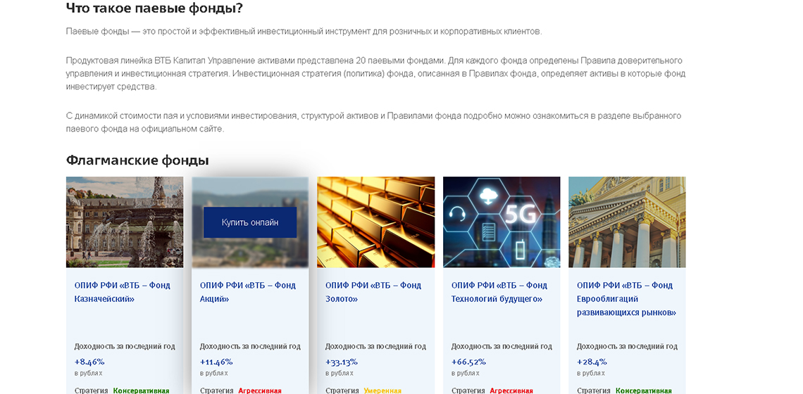 Инструменты для торгов на сайте ВТБ Капитал