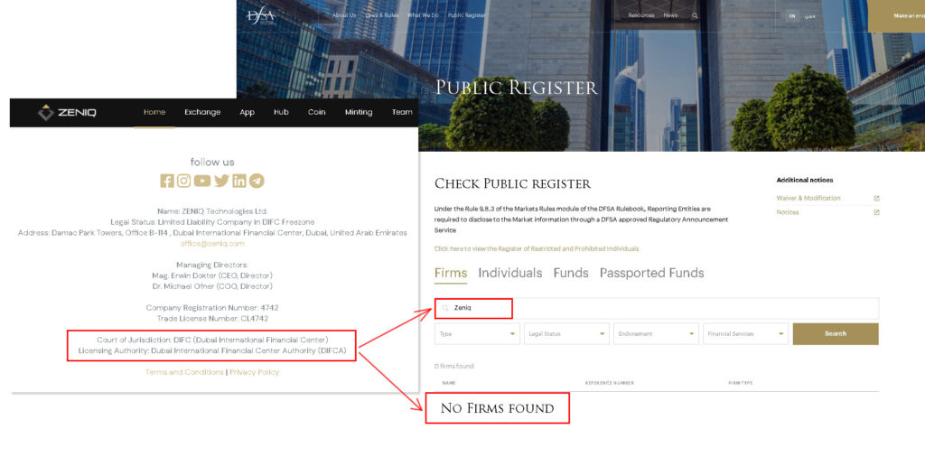 Zeniq регистратор дубай